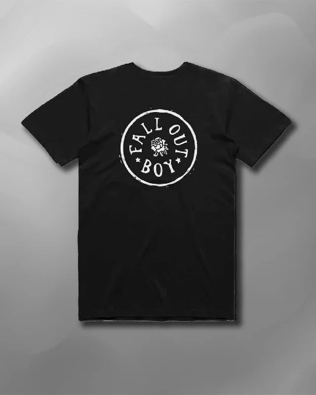 Fall Out Boy - Rose Badge T-Shirt-- Mesh Fabric Canvas Fabric Denim Fabric
