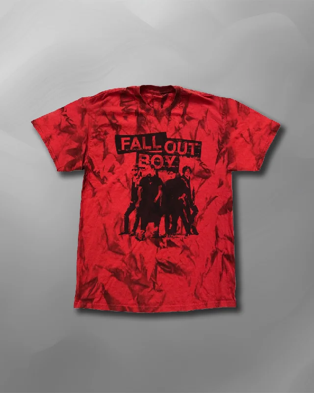 Fall Out Boy - Band Red Tie-Dye T-Shirt-- Iron Safe Non-Iron Wrinkle Free