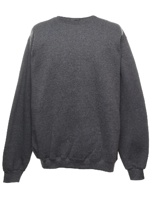 Dark Grey Plain Sweatshirt - XL Hoodie with Raglan Sleeves Sporty Comfortable