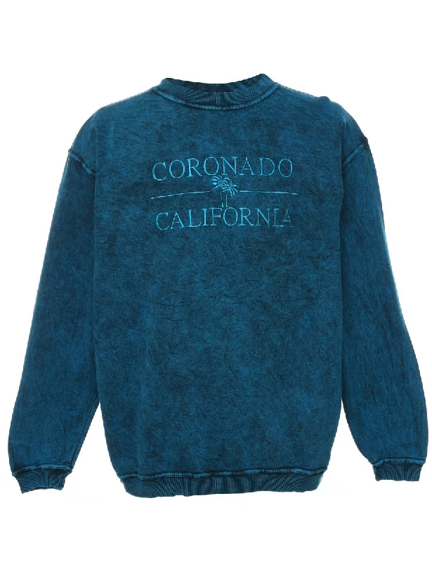 Coronado California Embroidered Sweatshirt - M Hoodie with Frayed Bohemian Relaxed