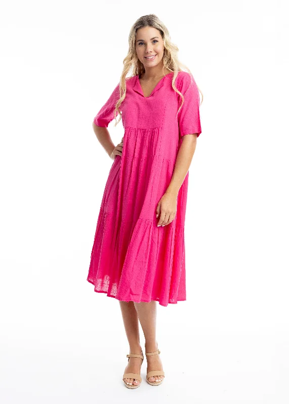 Orientique - Essentials Cotton Slub Layered Midi Dress Tunics Office stylish