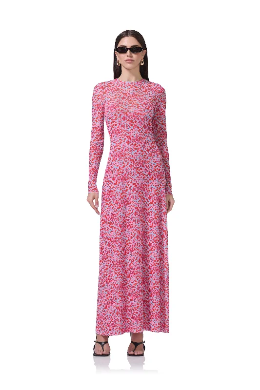 Paola Dress - Red Ditsy Tunic Top Casual