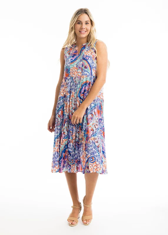 Orientique - Radhanagar Sleeveless Boho Dress Tunics Distressed trendy