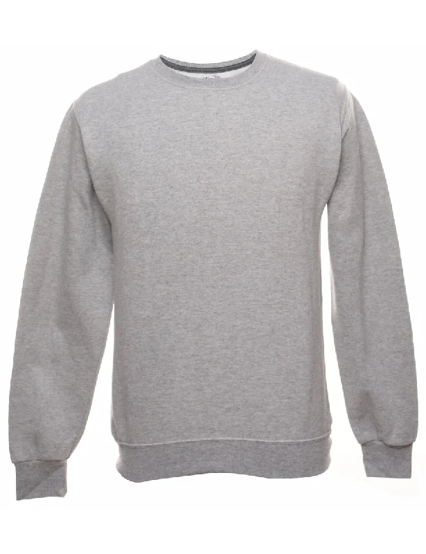 Marl Grey Plain Sweatshirt - S Hoodie with Cropped Fit Short Trendy