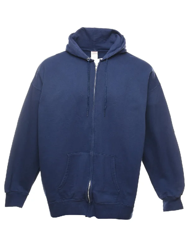 Navy Hooded Sweatshirt - XL Hoodie with Full-Zip Functional Layering