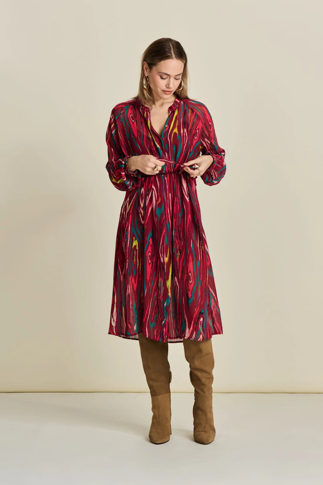POM Dress - Woody Burgundy Red empire Waist empire