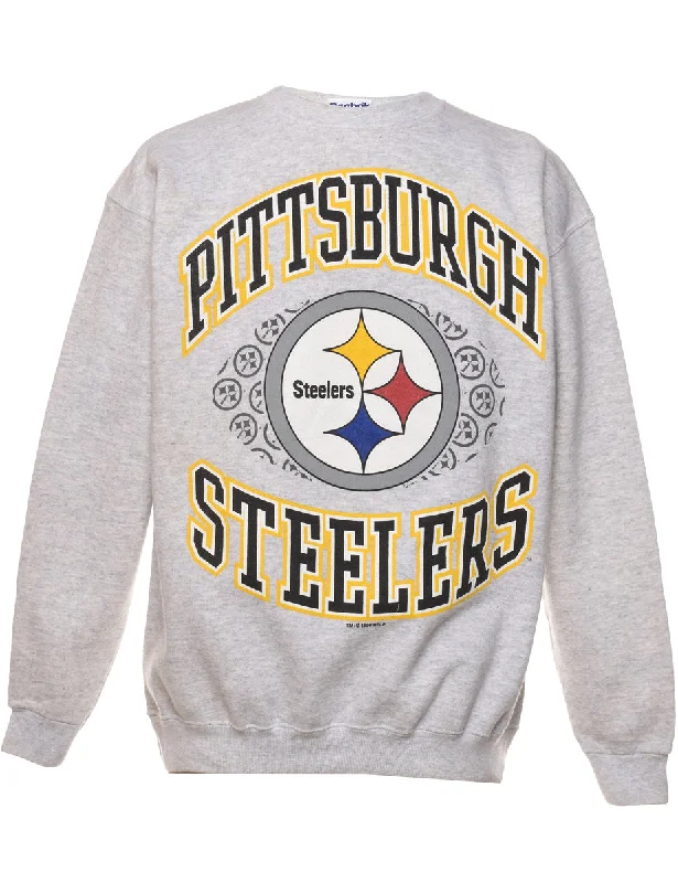 Reebok Pittsburg Steelers Marl Grey Printed Sweatshirt - M Hoodie with Camouflage Military Edgy Reebok Pittsburg Steelers Marl Grey Printed Sweatshirt - M Hoodie with Camouflage Military Edgy