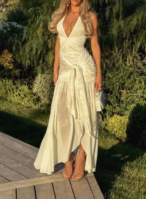 White V Neck A-Line Fashion Summer Vacation Dress Long Party Dress, DP3271 Off-the-shoulder Bohemian Festive White V Neck A-Line Fashion Summer Vacation Dress Long Party Dress, DP3271 Off-the-shoulder Bohemian Festive
