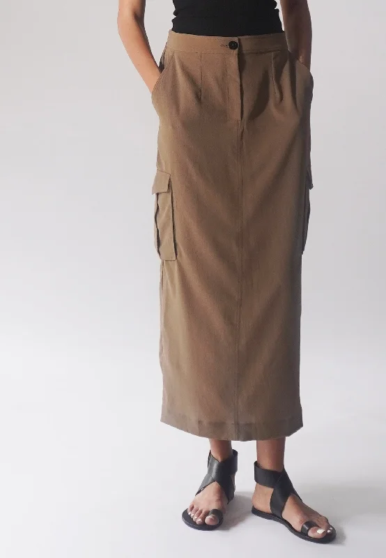 RAY SKIRT PINE satin skirt smooth