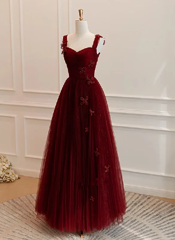 Wine Red Straps A-Line Tulle Long Party Dress Fprmal Evening Dress, DP2933 Tunics Recommended stylist Wine Red Straps A-Line Tulle Long Party Dress Fprmal Evening Dress, DP2933 Tunics Recommended stylist
