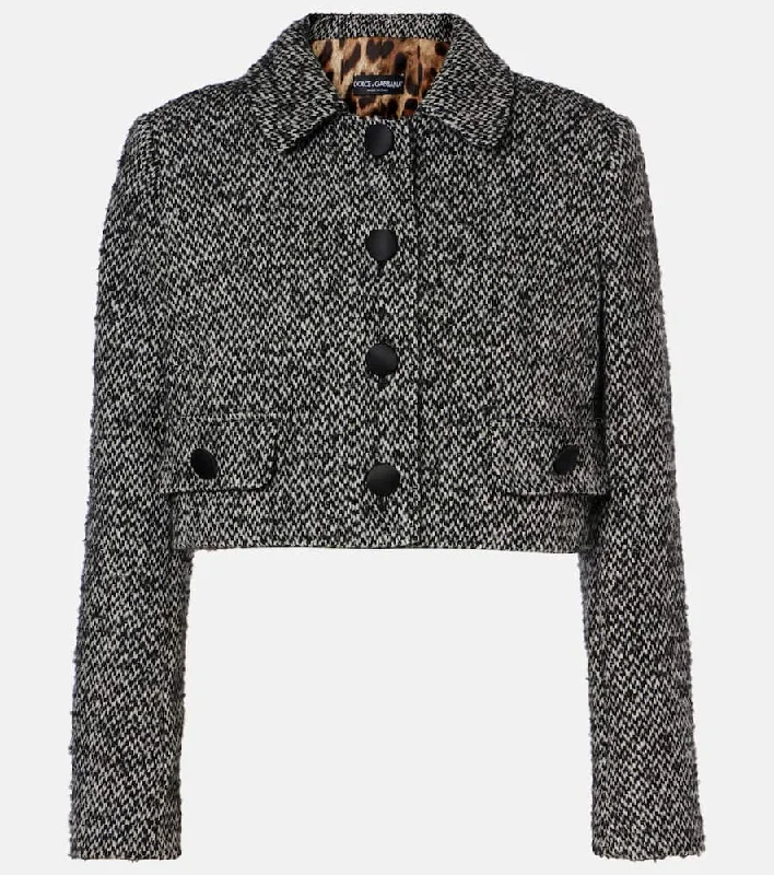 Dolce&Gabbana Cropped wool-blend tweed jacket Striped Jacket Polka Dot Jacket Floral Jacket Dolce&Gabbana Cropped wool-blend tweed jacket Striped Jacket Polka Dot Jacket Floral Jacket