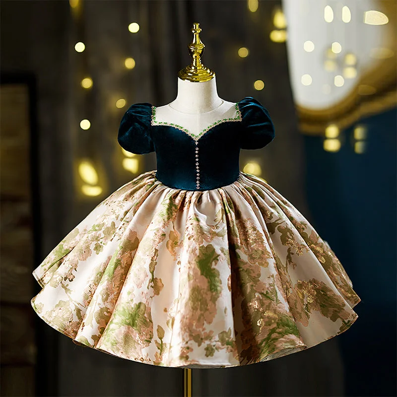 Baby Girl Birthday Party Dress Summer Vintage Print Palace Princess Dress Tunics Spring floral Baby Girl Birthday Party Dress Summer Vintage Print Palace Princess Dress Tunics Spring floral