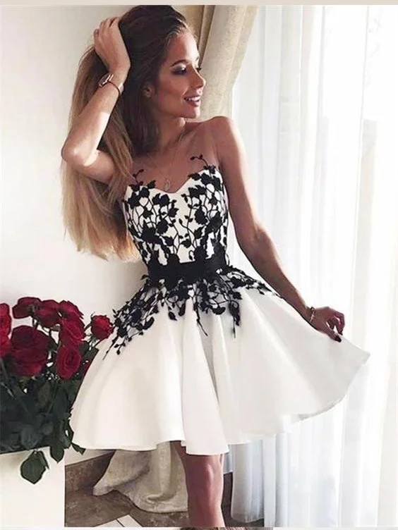 Black and White Homecoming Dresses Chic Short Prom Dress Party Dress JK659 Tunics Chic elegant Black and White Homecoming Dresses Chic Short Prom Dress Party Dress JK659 Tunics Chic elegant