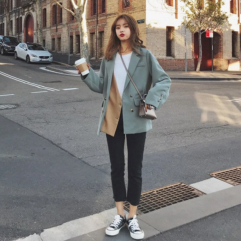 Women Blazers Spring and Autumn Casual Suit Jacket Women Retro British Style Suit Welt Pockets Slit Pockets Flap Pockets Women Blazers Spring and Autumn Casual Suit Jacket Women Retro British Style Suit Welt Pockets Slit Pockets Flap Pockets