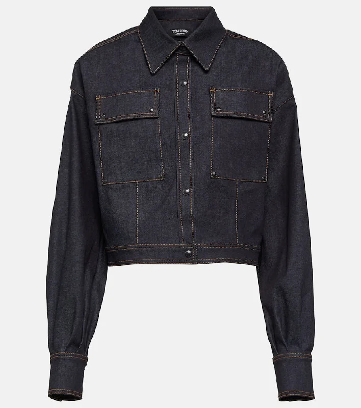 Tom Ford Cropped denim jacket Zippered Jacket Buttoned Jacket Snapped Jacket