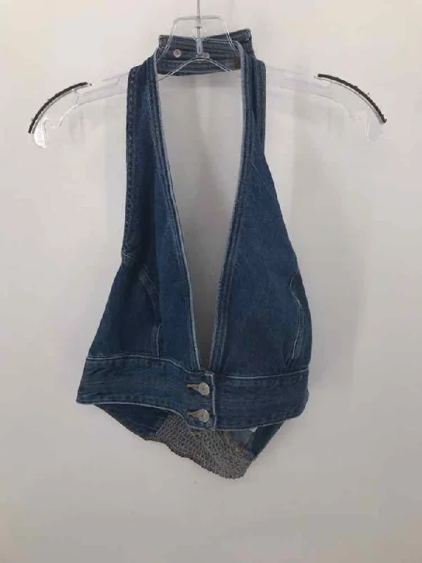 Pre-Owned Levi's Blue Size XL Denim Halter Tank Top cropped tank top