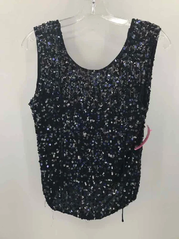 Pre-Owned Alice + Olivia Navy Size XS Sequin Tank Top open back tank