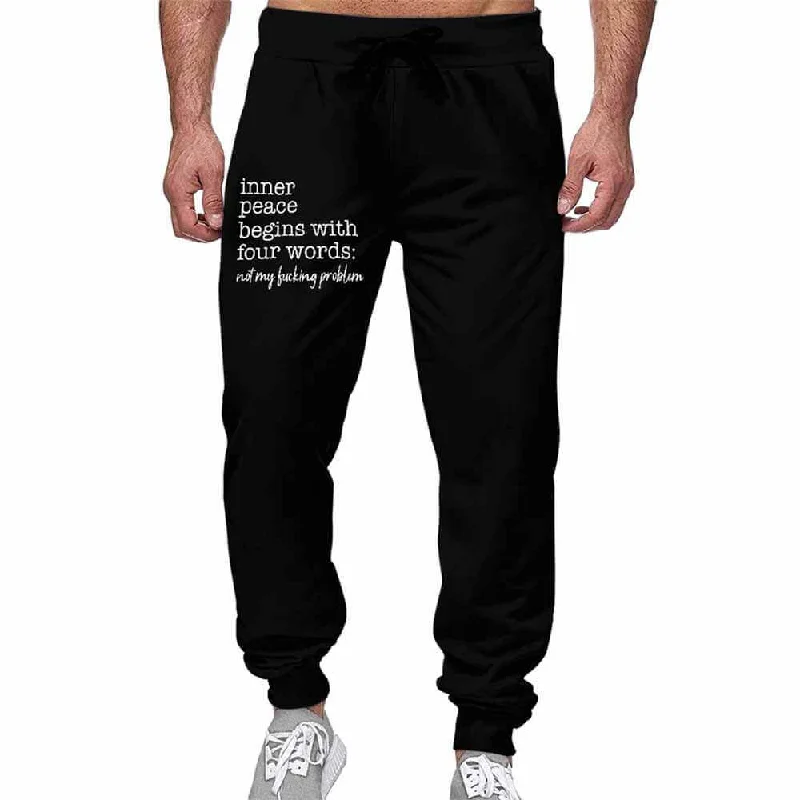 Inner Peace Begin With Four Words Casual Elastic Drawstring Pants Comfortable Denim Leggings
