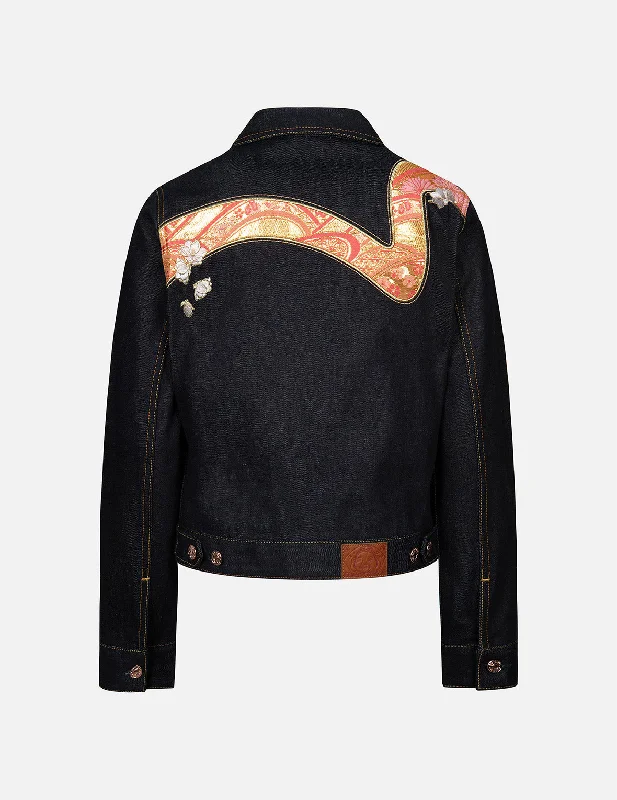 Brocade Seagull and Daicock Appliqué Regular Fit Denim Jacket Wool Fabric Cashmere Fabric Tweed Fabric Brocade Seagull and Daicock Appliqué Regular Fit Denim Jacket Wool Fabric Cashmere Fabric Tweed Fabric