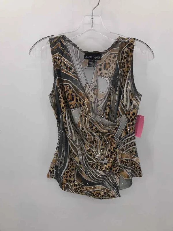 Pre-Owned Frank Lyman Grey Size 6 Printed Tank Top lace tank top