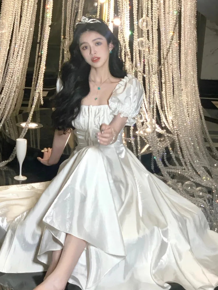 Advbridge - French Elegant White Wedding Party Dress Women Vintage Burgundy Romantic Prom Vestidos Summer Korean A-line Graduation Dresses Tunics Polka dots Advbridge - French Elegant White Wedding Party Dress Women Vintage Burgundy Romantic Prom Vestidos Summer Korean A-line Graduation Dresses Tunics Polka dots