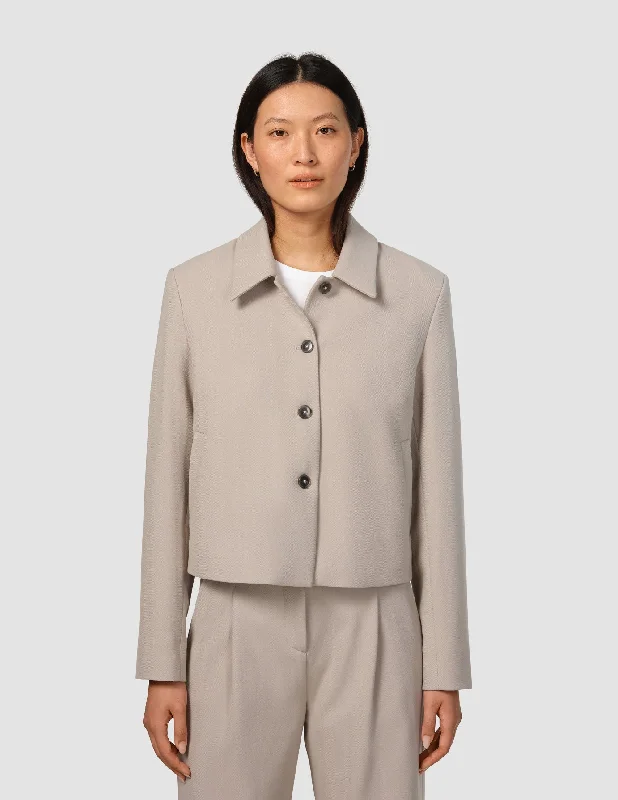 Serene Short Jacket Greige Rayon Fabric Velvet Fabric Corduroy Fabric
