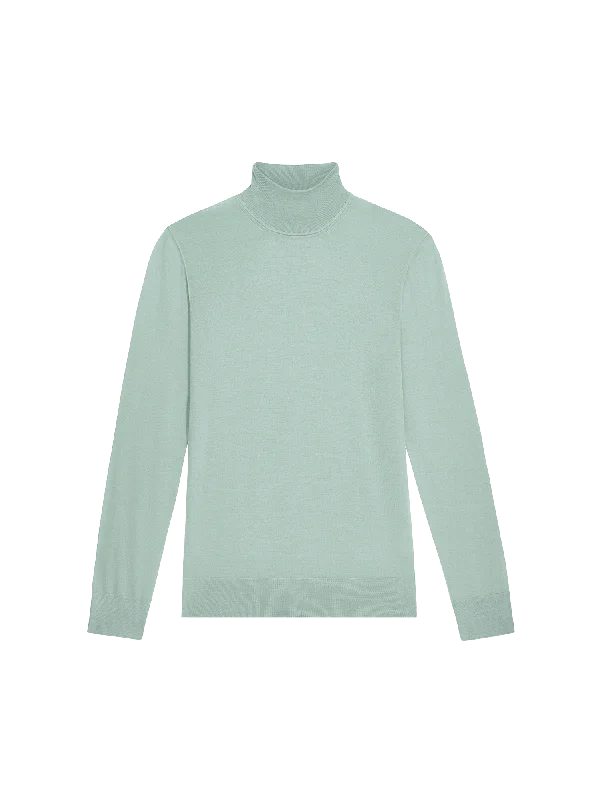 Women’s Regenerative Merino Wool Turtleneck Sweater—eucalyptus blue Turtle Neck Boat Neck Asymmetrical Neck