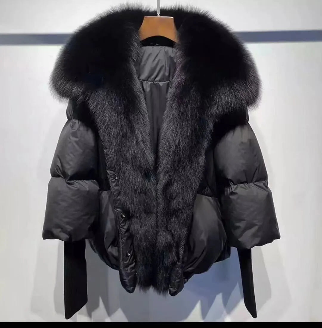 Winter Women Warm Coat Oversized Real Fox Fur Collar Thick Luxury Outerwear New Fashion 90% Goose Down Jacket Notch Collar Jacket Peter Pan Collar Jacket Cowl Neck Jacket Winter Women Warm Coat Oversized Real Fox Fur Collar Thick Luxury Outerwear New Fashion 90% Goose Down Jacket Notch Collar Jacket Peter Pan Collar Jacket Cowl Neck Jacket